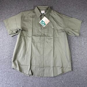 NWT 10X Safari Bush Button Shirt Mens XL Extra Large Green Short Sleeve